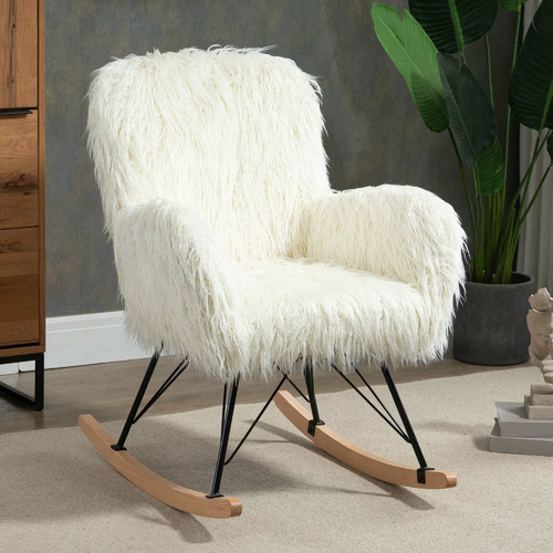 CharmingLiving Fluffy Faux Feather Rocking Chair Temple Webster